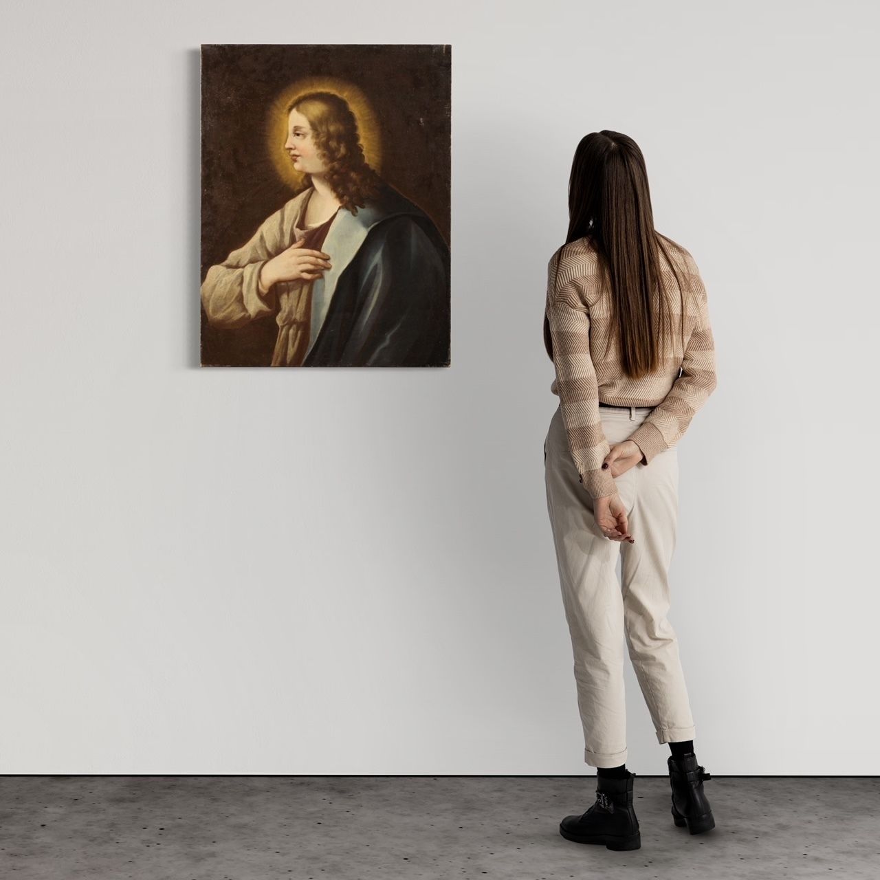 photo vintage Tableau religieux d'époque représentant un saint, XVIIIe siècle