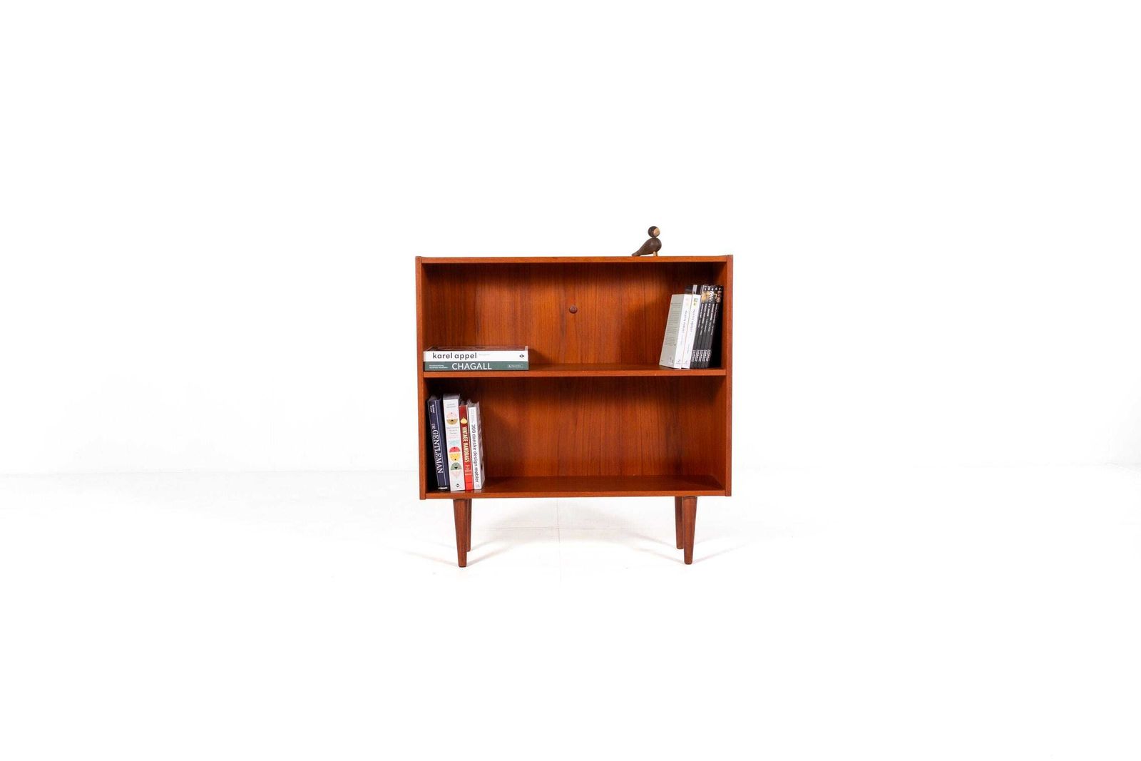 Mid Century Danish Teak Bookcase Cabinet, 1960s Scandinavian Open Shelf Storage