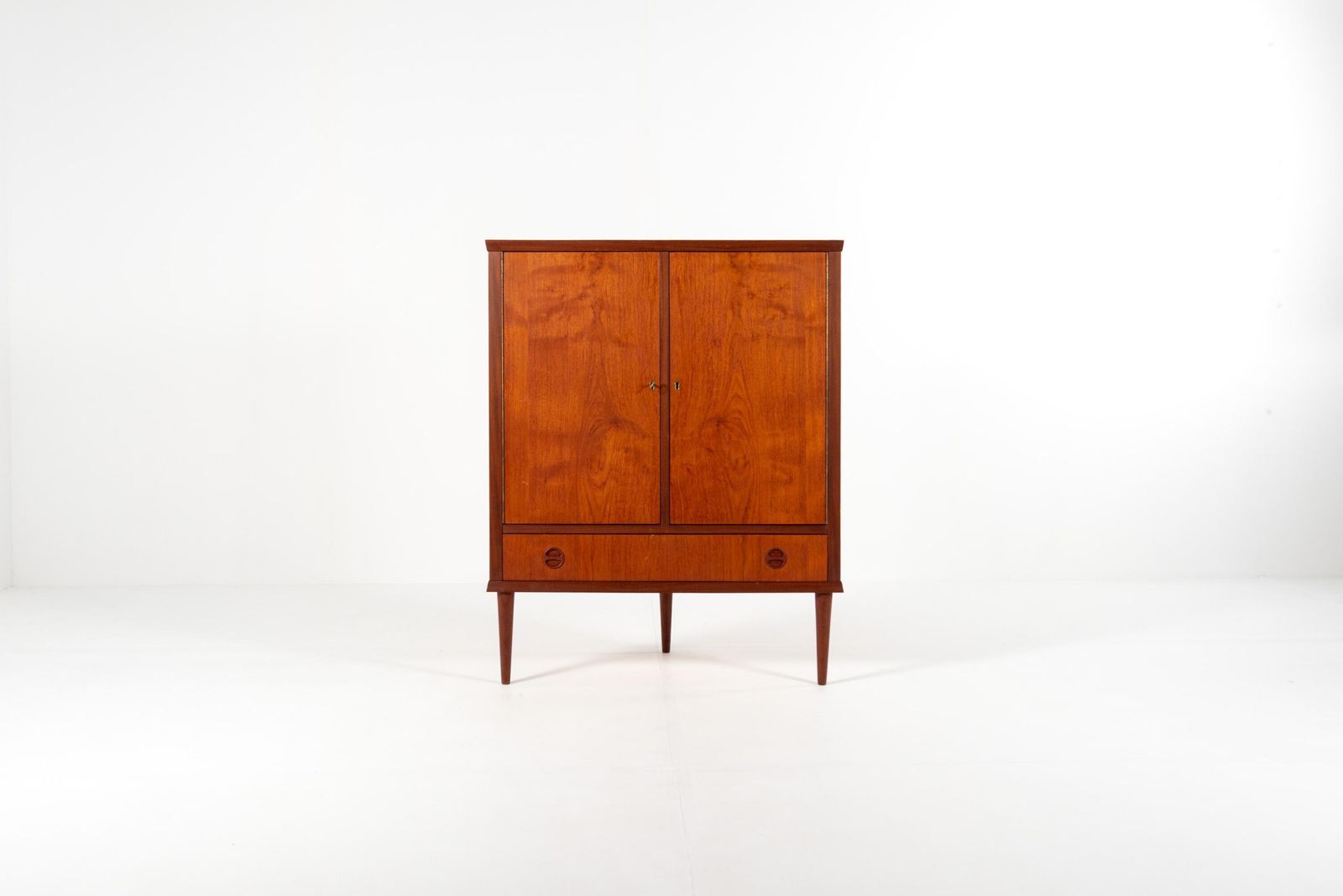 Mid Century Danish Teak Corner Cabinet With Drawer, 1960s