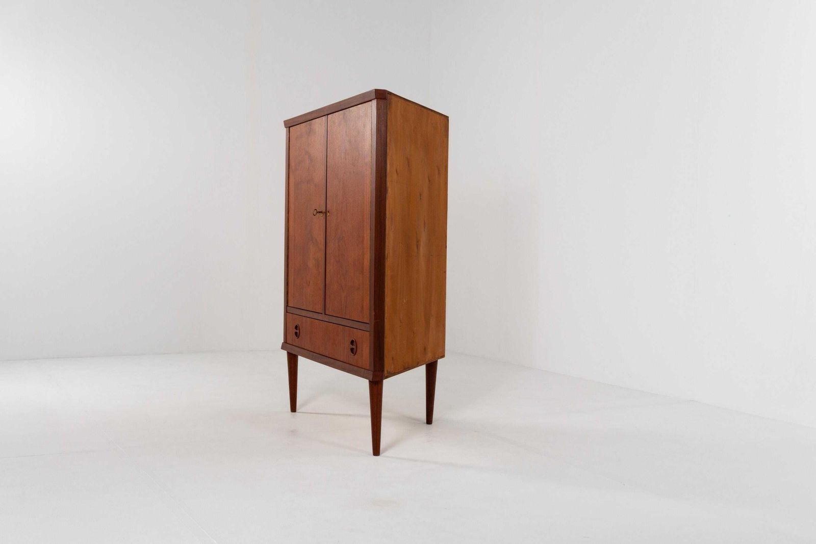 Mid Century Danish Teak Corner Cabinet With Drawer, 1960s photo for sale