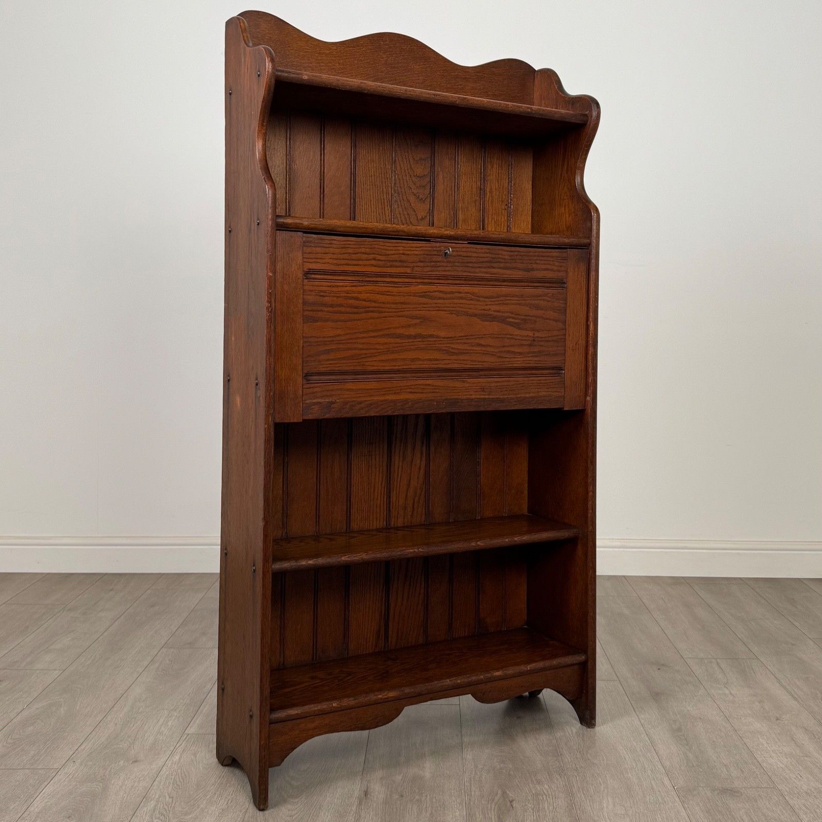 photo for sale Antique 20th Century Narrow Edwardian Bureau In Oak ( Af 5604 )