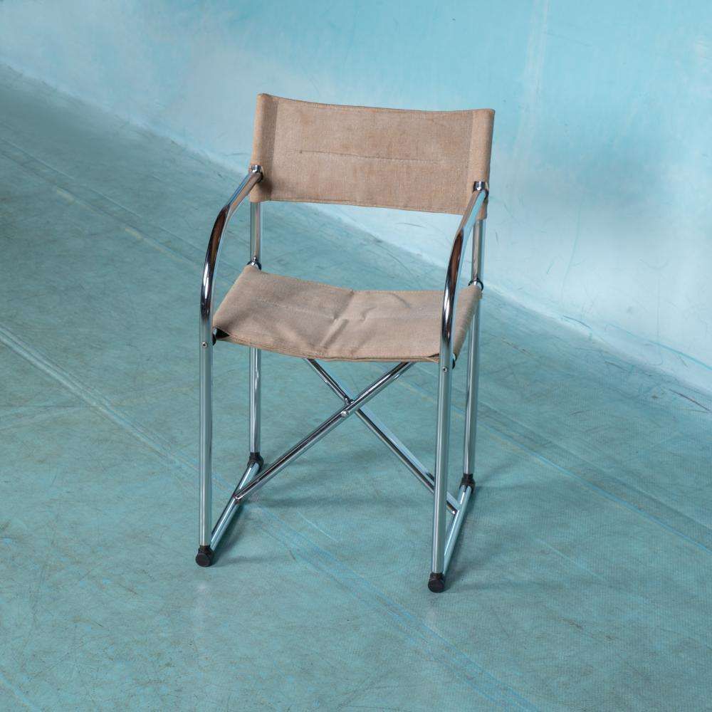 Vintage Tubular Frame Director's Chair Chrome 1970s photo 322.0