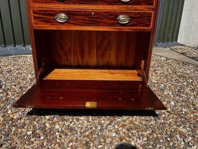 photo for sale A Fine Quality Sheraton Revival Edwardian Period Mahogany Tall Chest.
