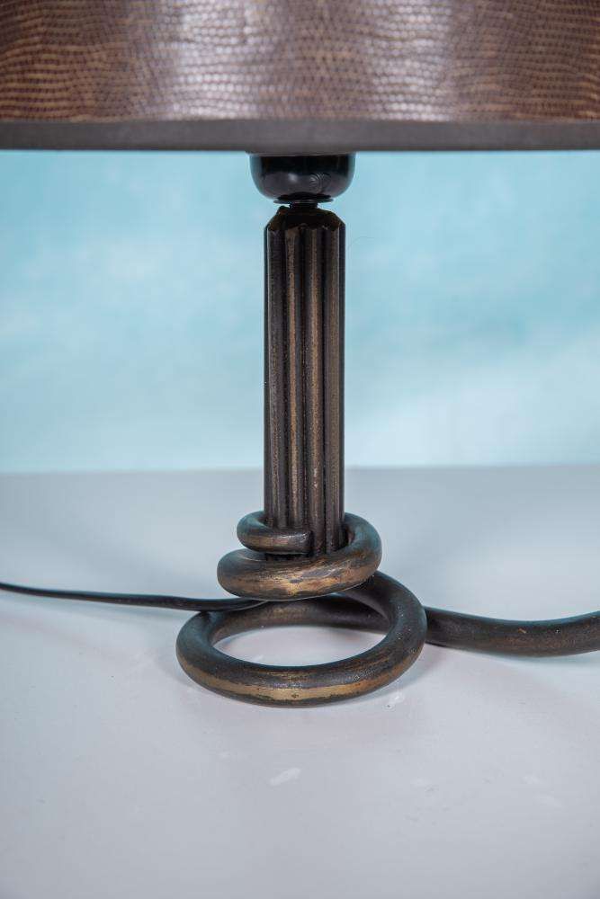 Art Deco Smeedijzeren Slanglamp Jaren 40 Tafellamp Slangenkap photo vinterior