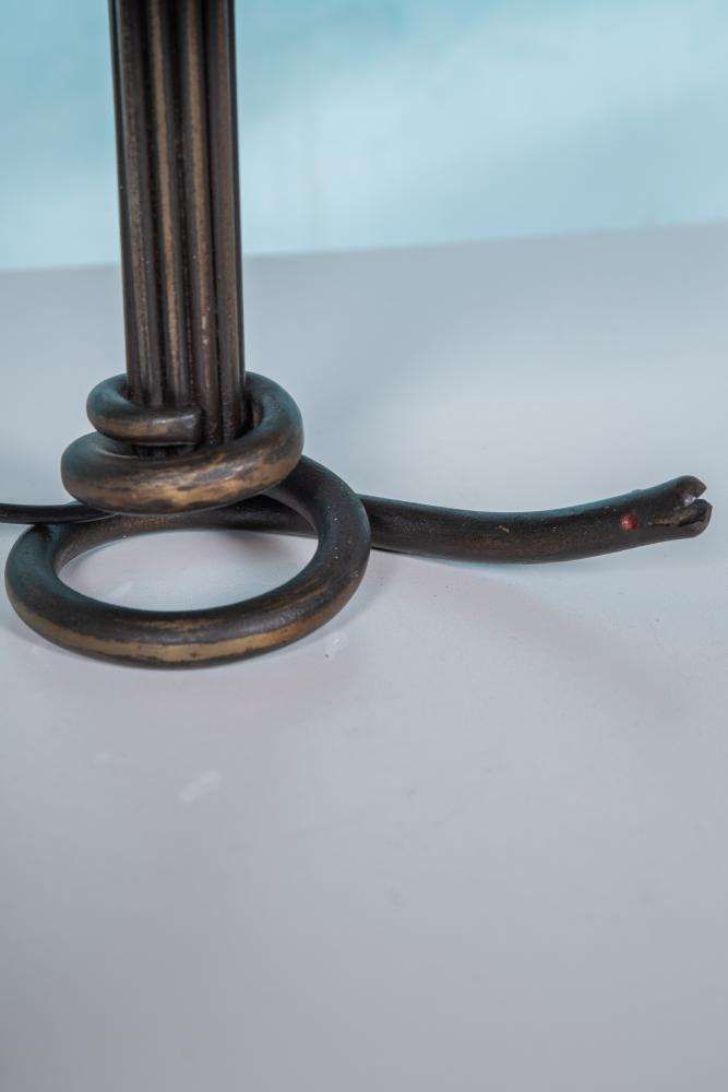 photo for sale Art Deco Smeedijzeren Slanglamp Jaren 40 Tafellamp Slangenkap