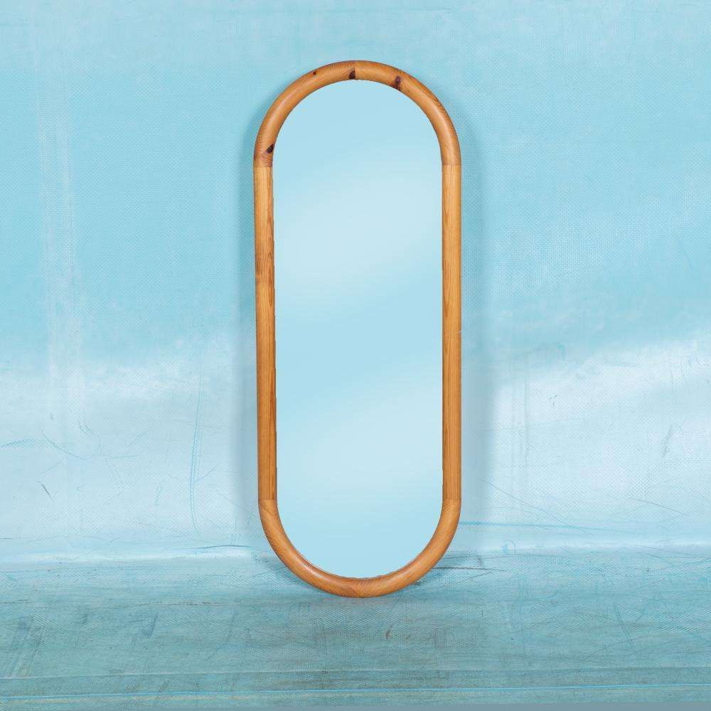 Vintage Wooden Full Length Mirror Sweden 70s Blond Mirror Pine photo furniture