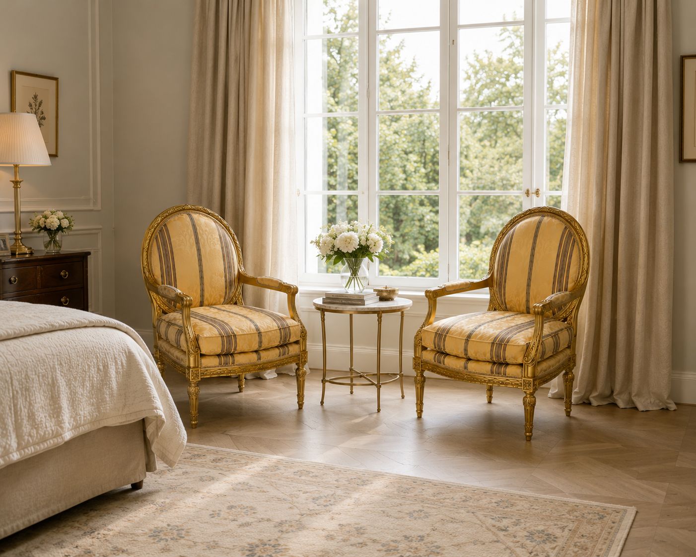 Antique French Giltwood Bergère Armchairs Set Of 4 Louis XVI Style Salon Chairs photo furniture