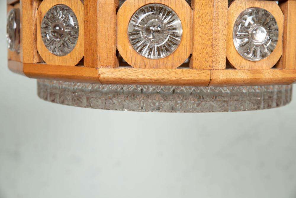 photo buy Vintage Glass And Wood Pendant Lamp, 60s Bohemian Pendant Sweden