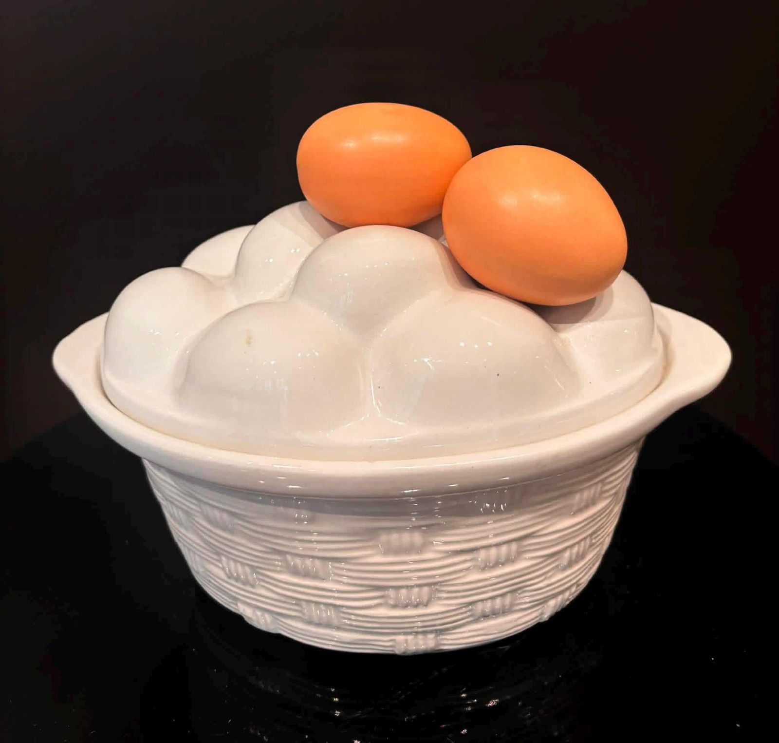 Vintage Italian Majolica Egg Tureen With Lid – Mid Century Ceramic Bowl, Farmhouse Kitchen Decor