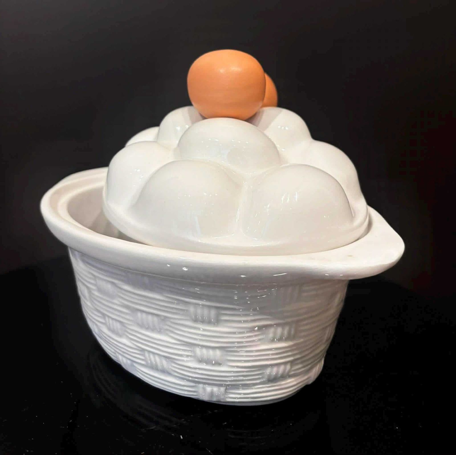 photo furniture Vintage Italian Majolica Egg Tureen With Lid – Mid Century Ceramic Bowl, Farmhouse Kitchen Decor
