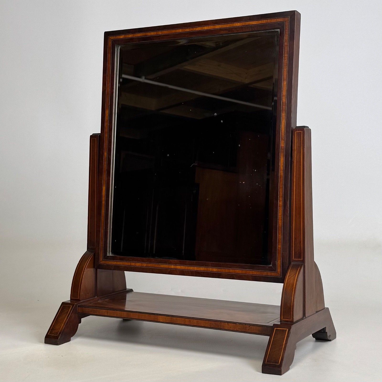 Antique 20th Century Inlaid Dressing Mirror In Mahogany ( Af 5637 ) photo furniture