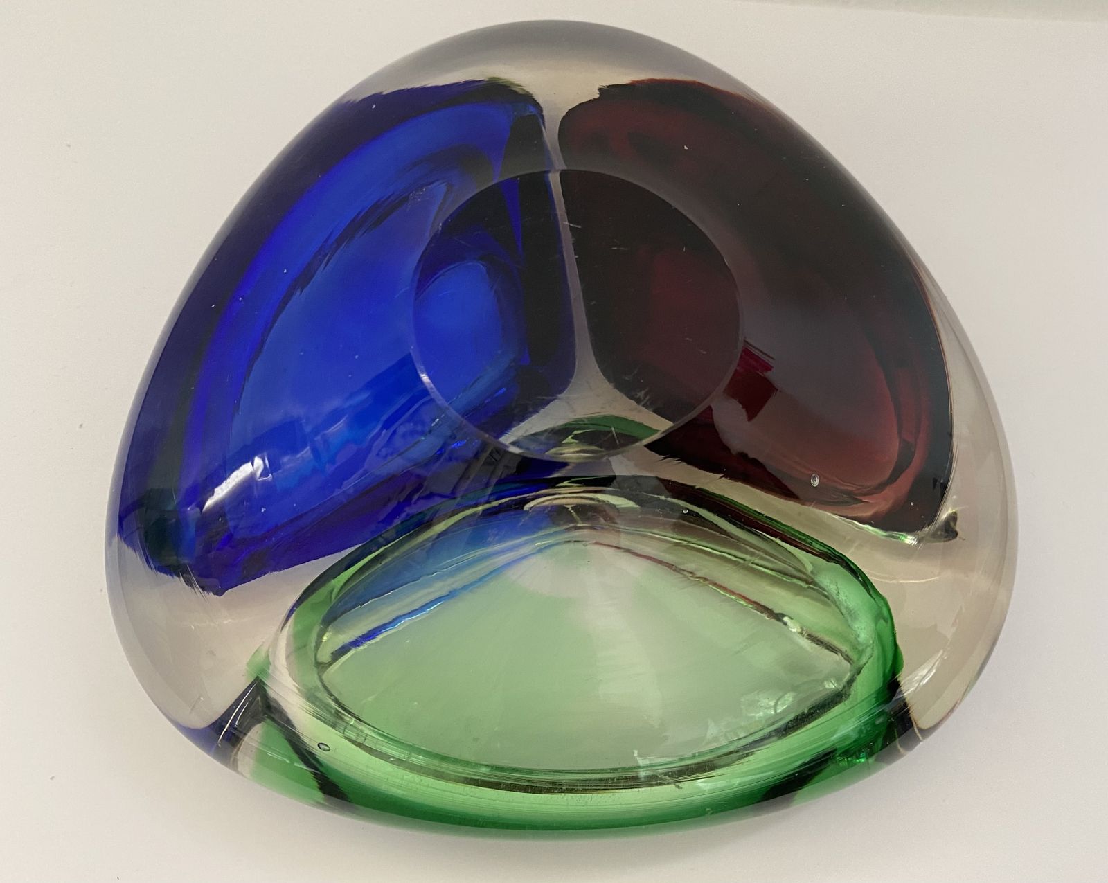photo furniture Vintage, Josef Rozinek, Bohemian Three Compartment Glass Bowl, C.1960