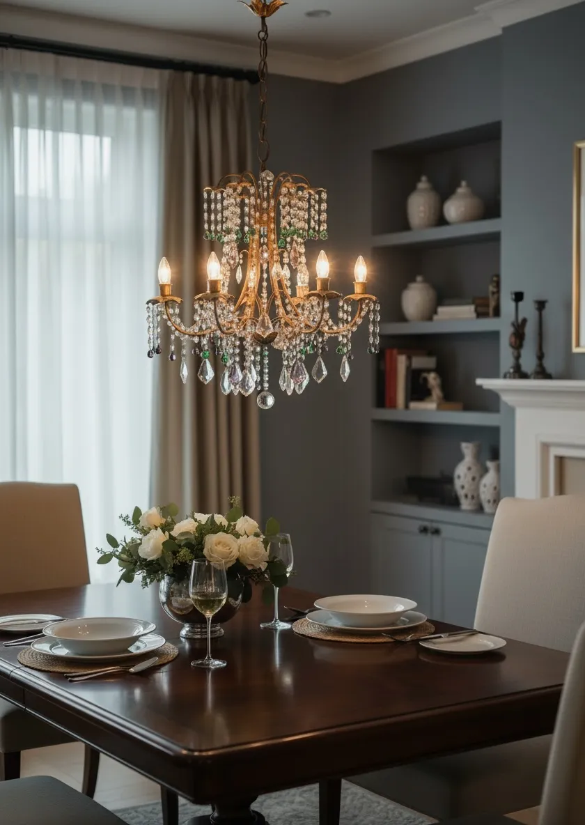 1950s Italian Florentine Tole Gilt Murano Glass Beaded 6 Light Chandelier photo for sale