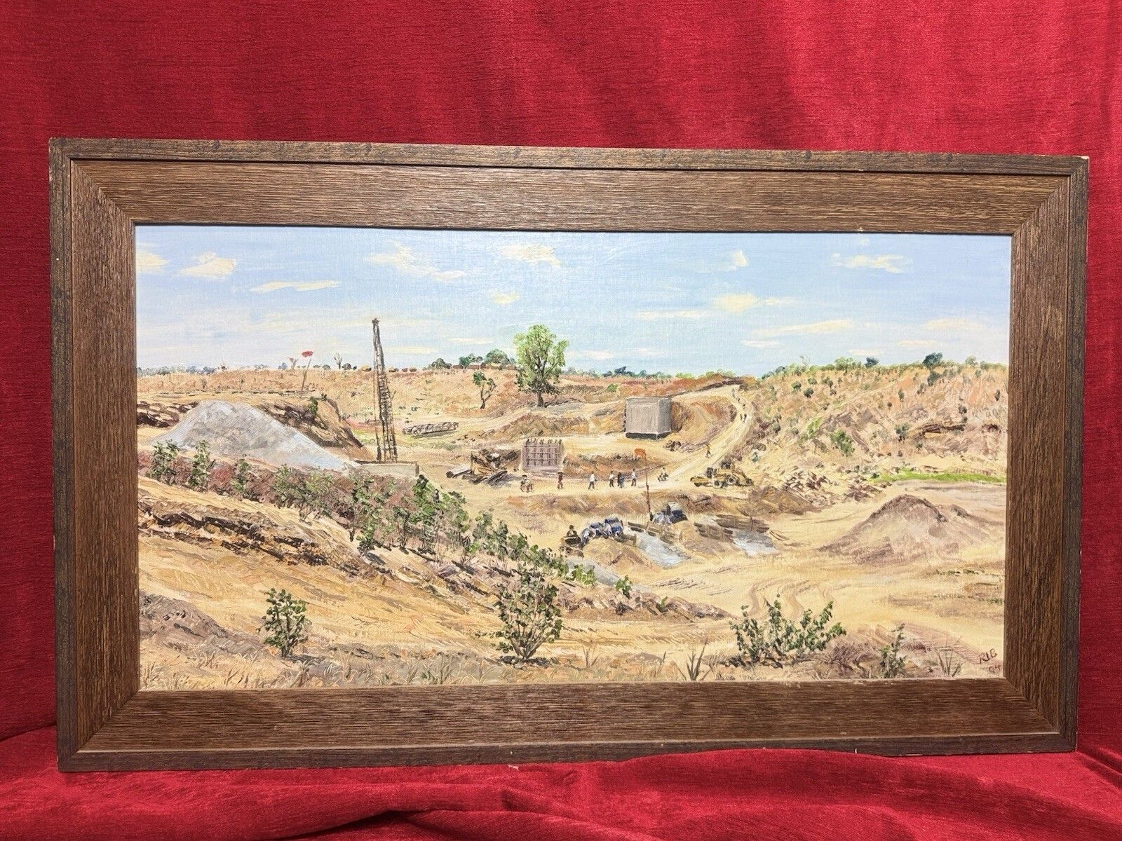 21stc South African Blantyre Gold Mining Operation In Landscape Oil Painting photo for sale