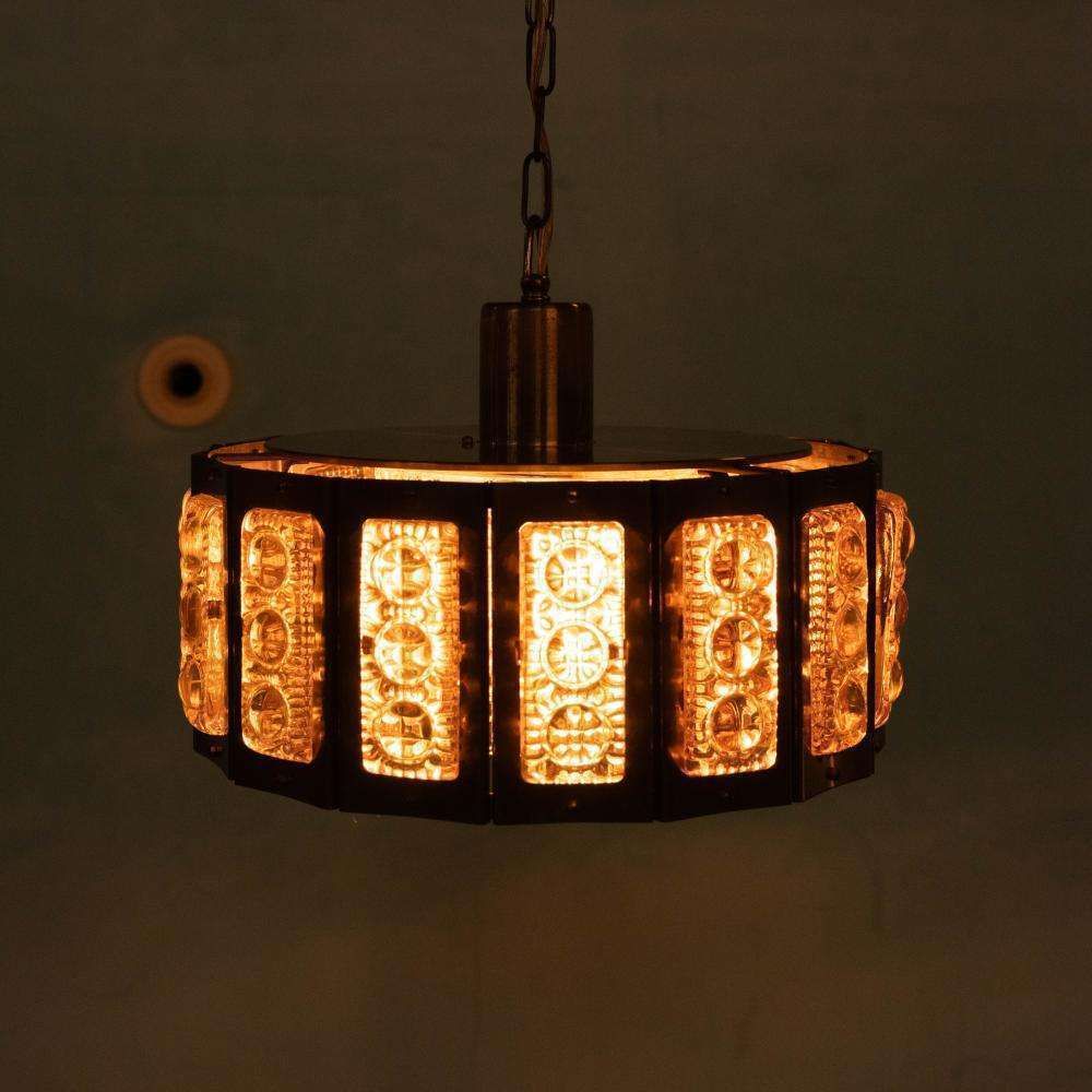 Vintage Glazen Hanglamp, Deens Design, Mid Century