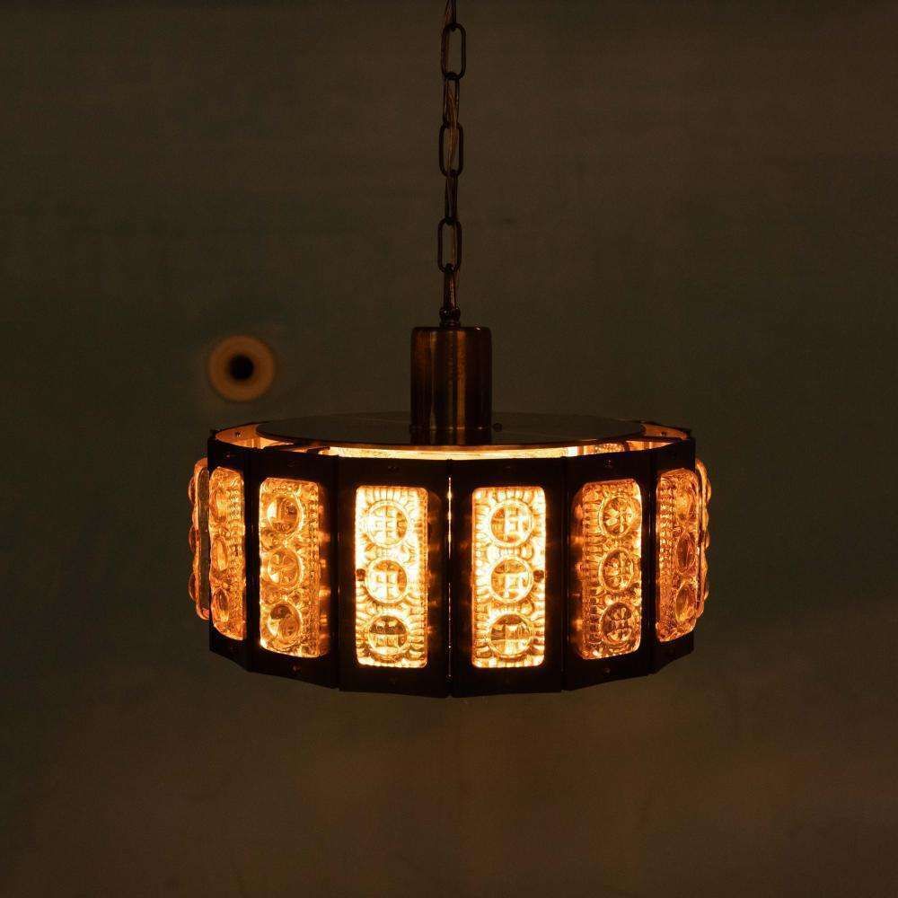 Verlichting Vintage Glazen Hanglamp, Deens Design, Mid Century photo