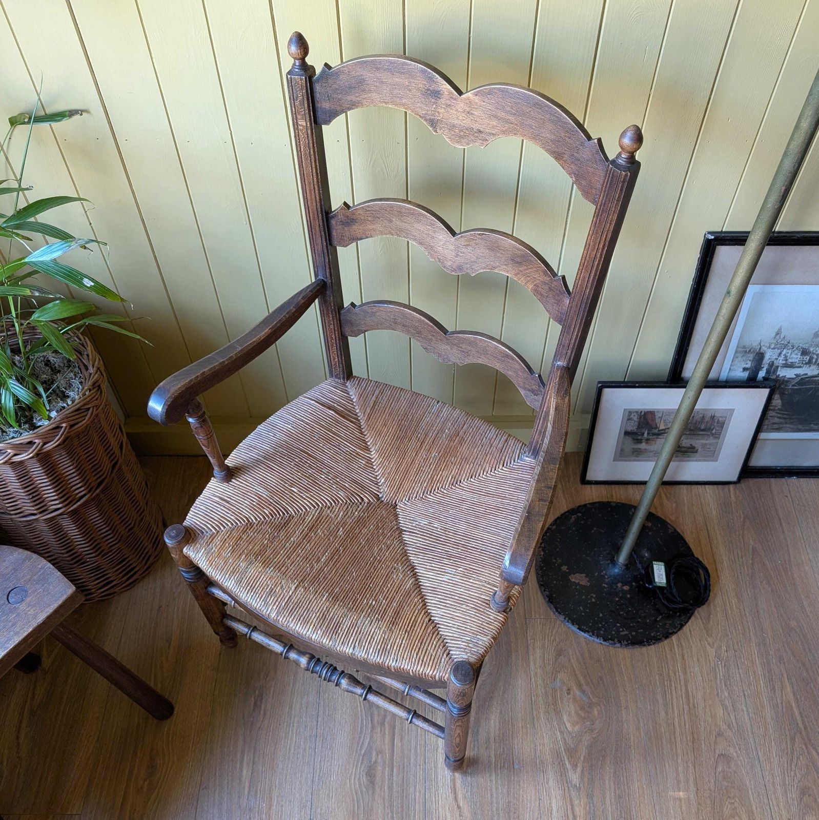 Antique French County Ladder Back Armchair photo vinterior