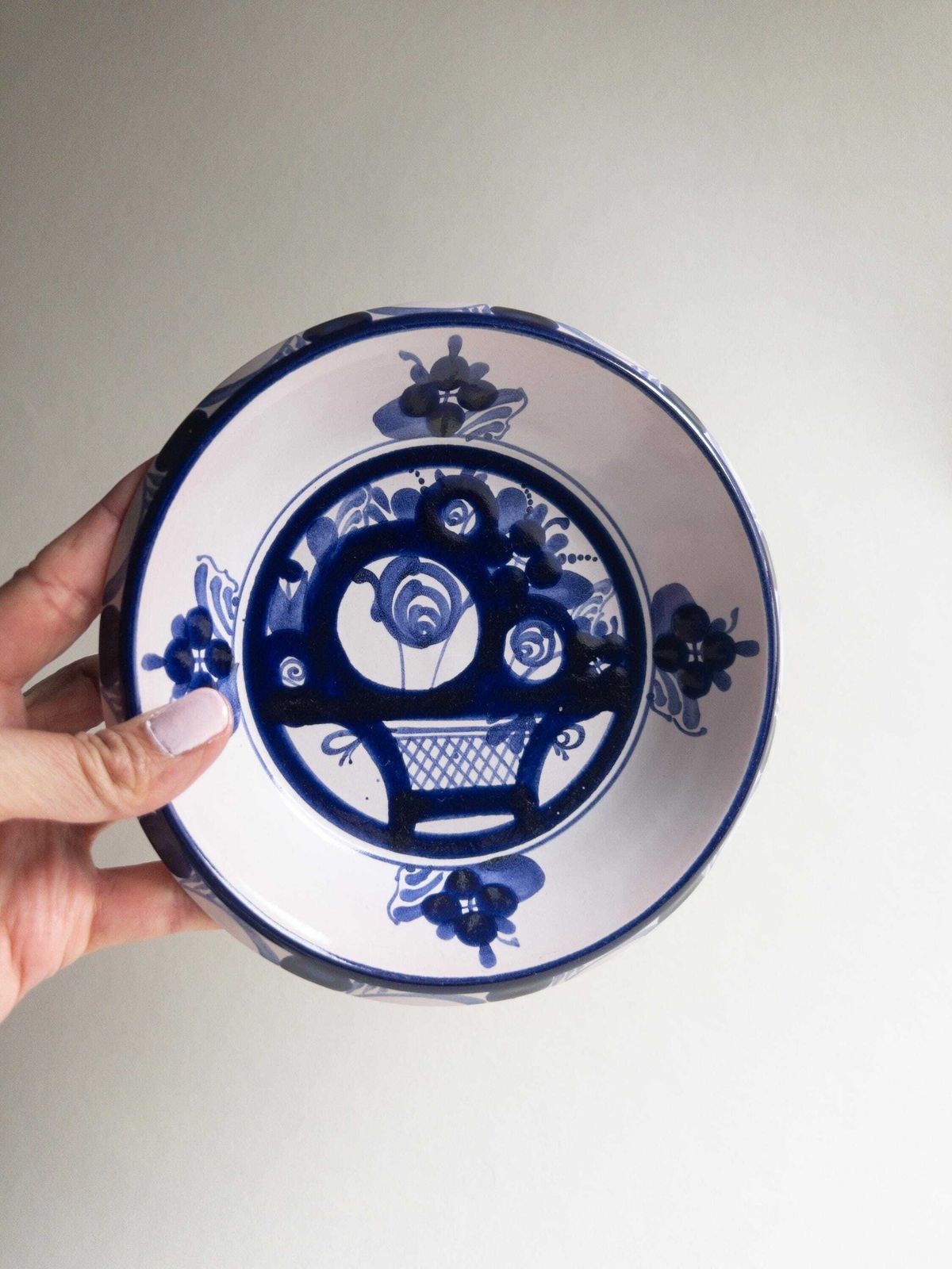Swiss Pottery By Luzerner Keramik   Blue And White Bowls   Floral Decor   Set Of 4 photo Home Decor