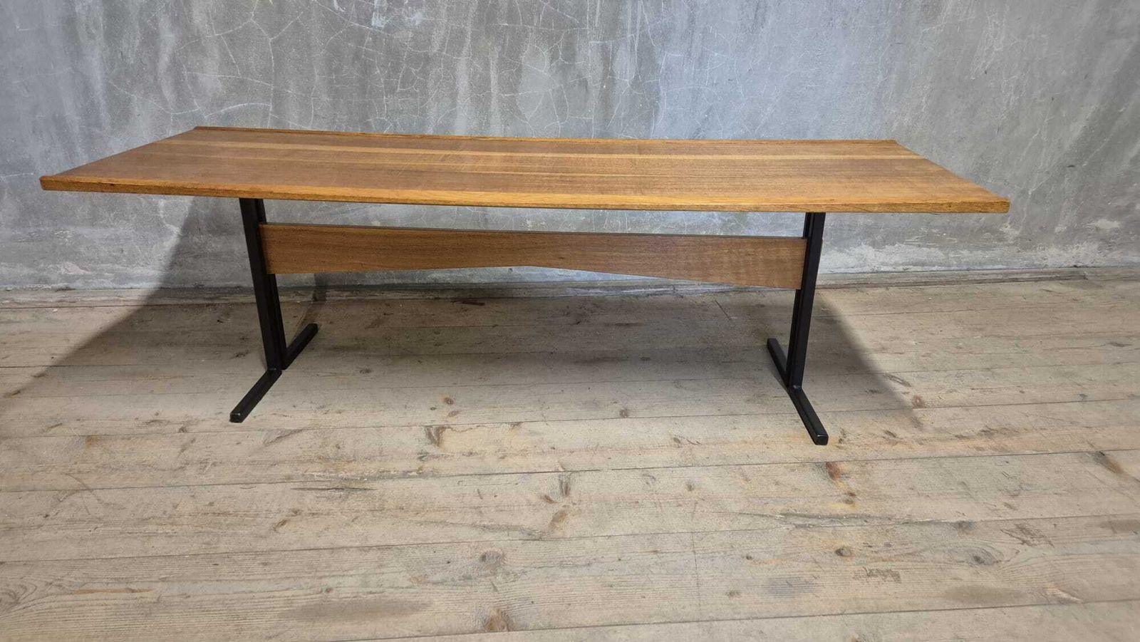 Vintage Rectangular Coffee Table With Wooden Top And Black Metal Base, 1960s. photo 548.0