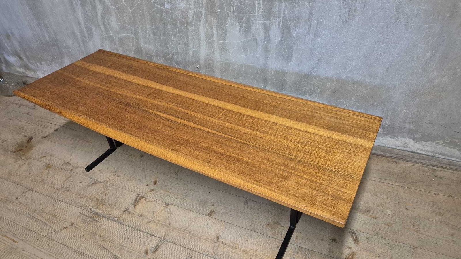 Vintage Rectangular Coffee Table With Wooden Top And Black Metal Base, 1960s. photo buy