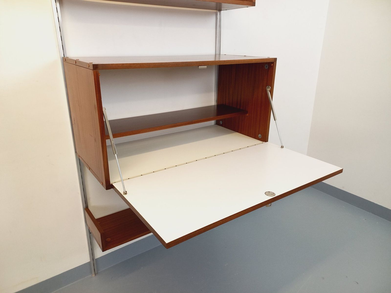 Arp Minvielle Wall Mounted Bookcase With Mahogany And Aluminum Secretary Desk photo vinterior