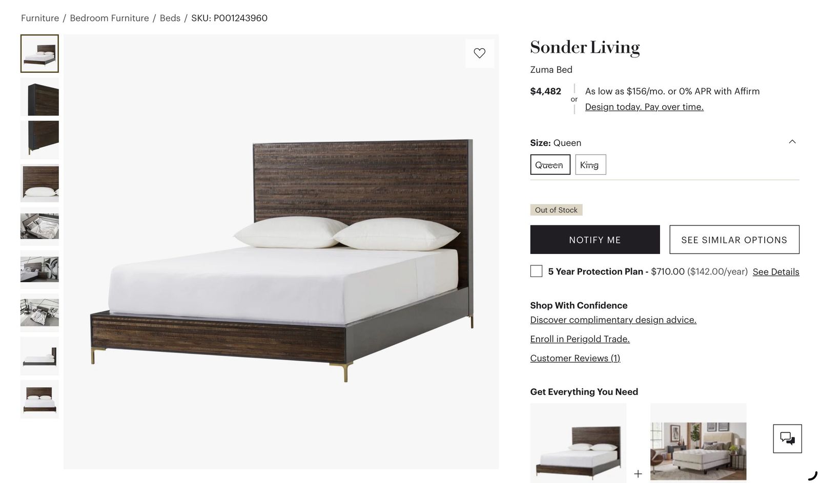 photo for sale Thomas Bina For Sonder Living Peroba Wood Bed Frame – Designer Contemporary