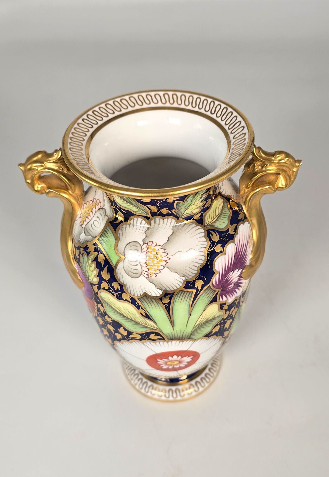 Home Decor 19th Century Hand Painted Spode China Vase Circa 1890, English photo