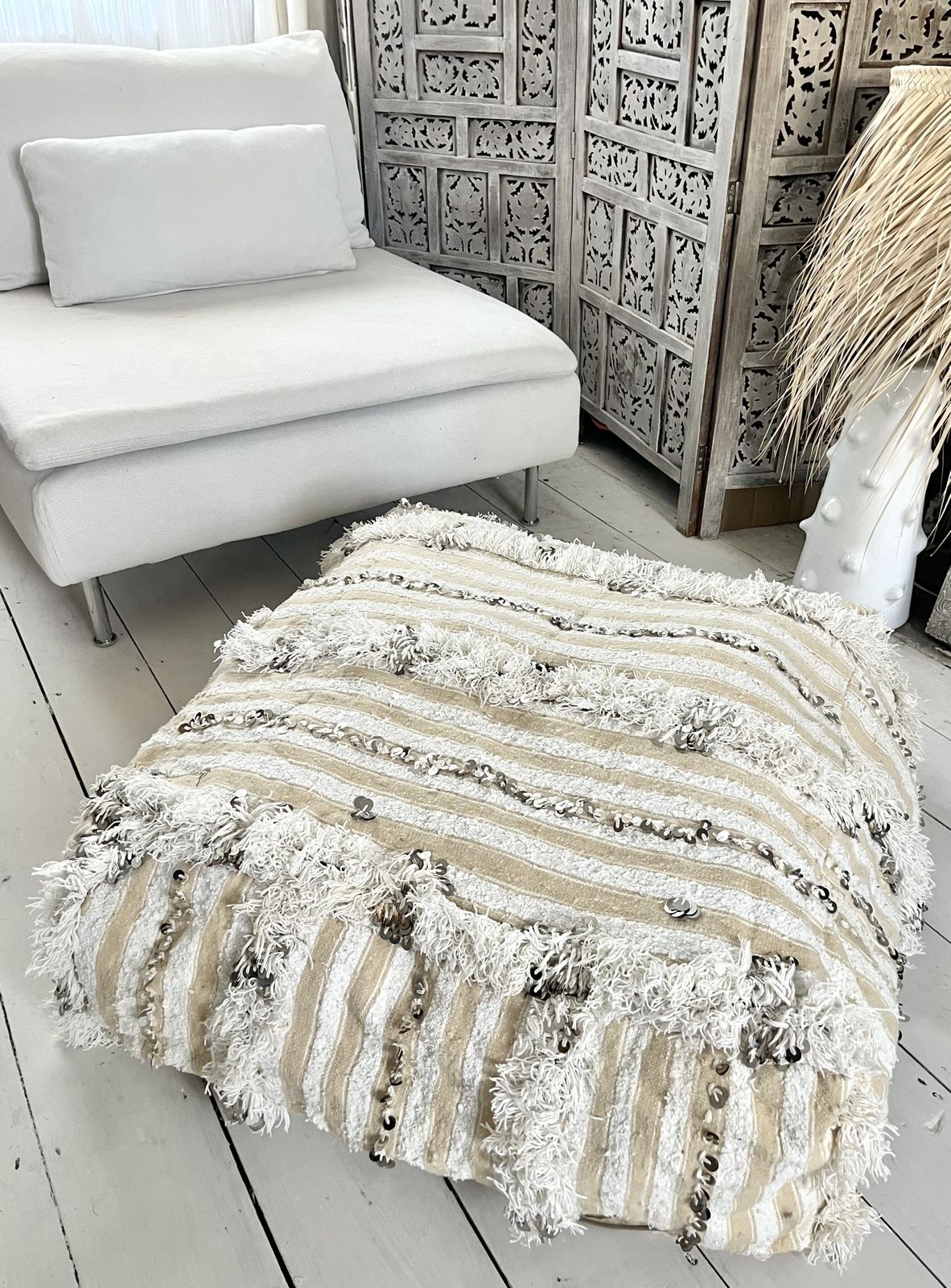 Moroccan Handira Pouf Xl Vintage Berber Carpet Pouf Handmade Pouf Ottoman Square Pouf photo furniture
