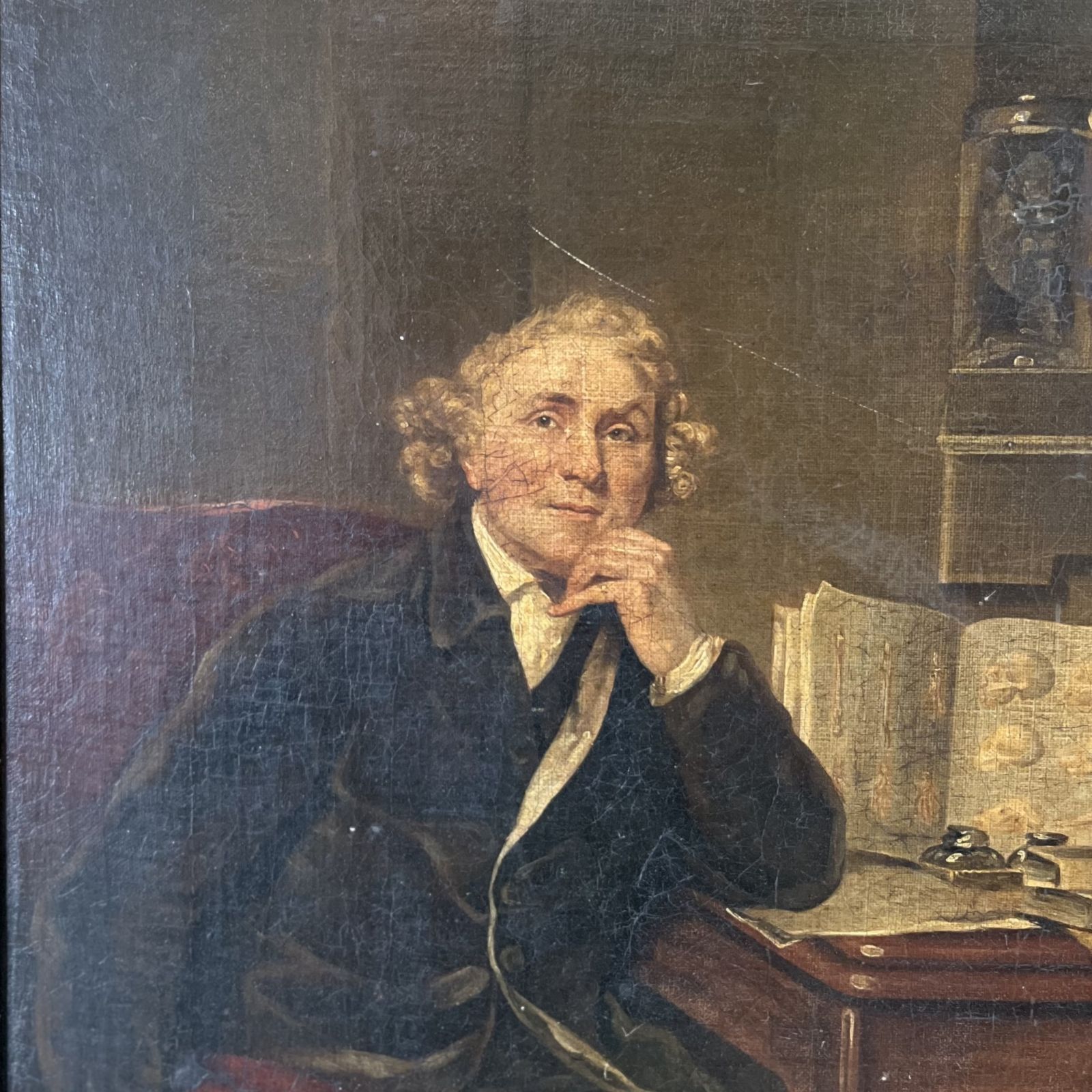 Antique Oil On Canvas Portrait Of John Hunter photo furniture