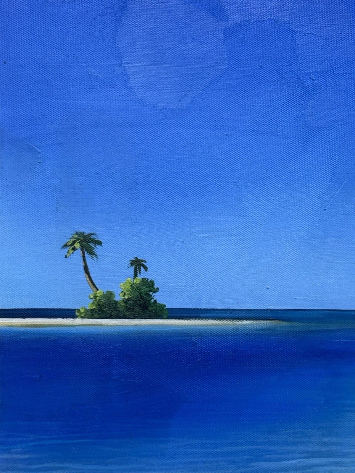 Pair Tropical Paradise Island Beach Scene Oil Paintings Manner Of Henderson Cisz photo vintage