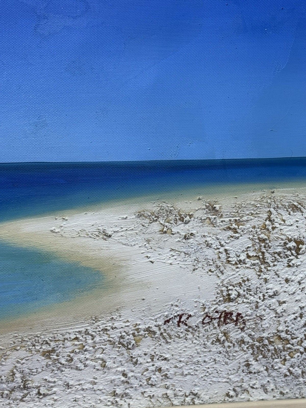 photo for sale Pair Tropical Paradise Island Beach Scene Oil Paintings Manner Of Henderson Cisz