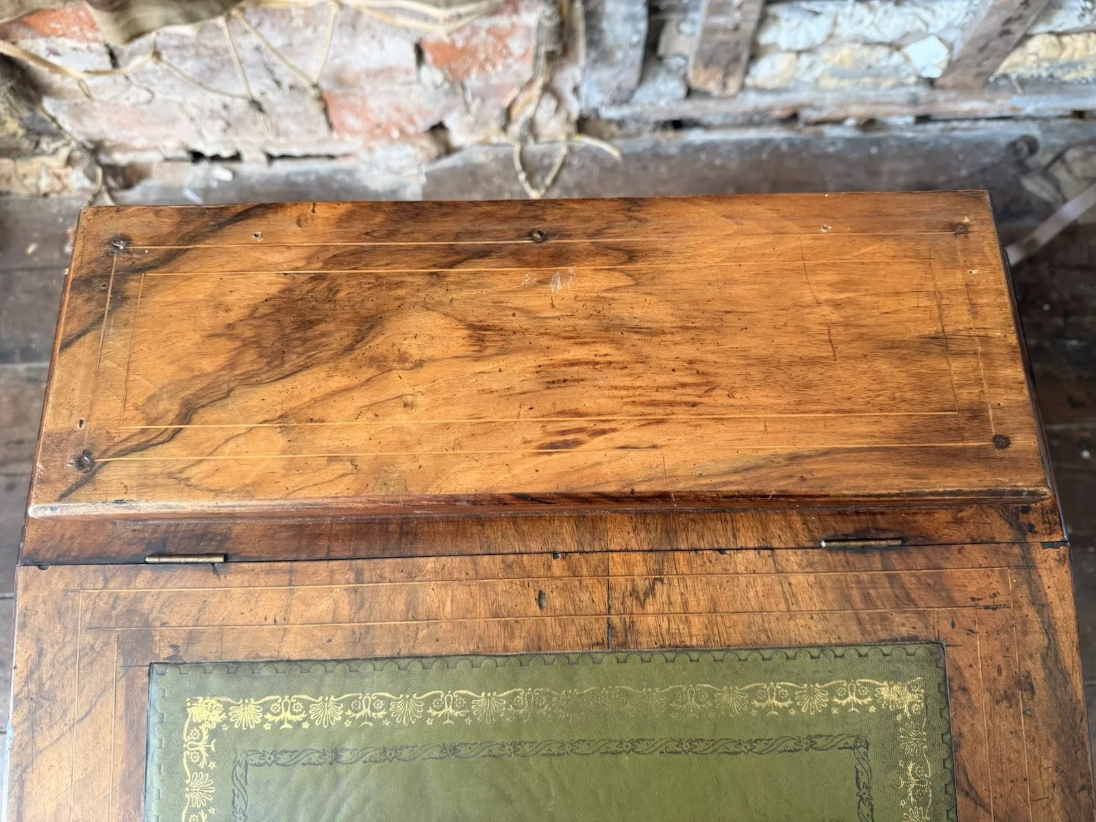 Rare Antique Walnut Burl Inlaid  Lady's Three Tier  Davenport Writing Desk Table photo vinterior