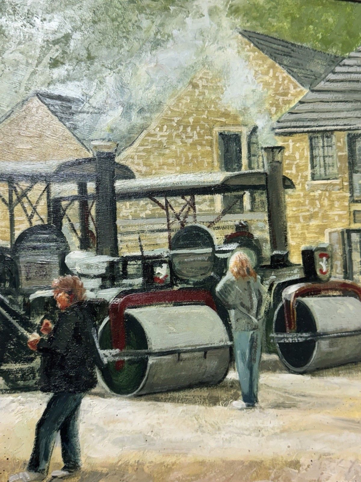 photo vintage 21stc Steam Locomotive Rally & Enthusiasts Oil Painting On Board Signed Beddow