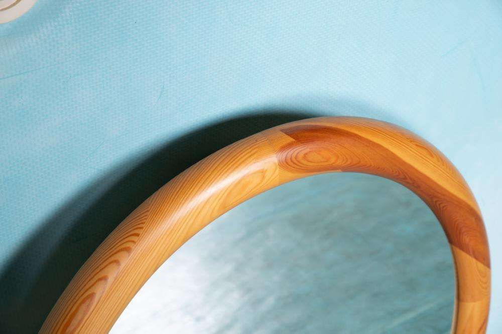 Ronde Houten Spiegel – Glasmaster Markaryd, Zweden, Ca. Jaren 1960 photo buy