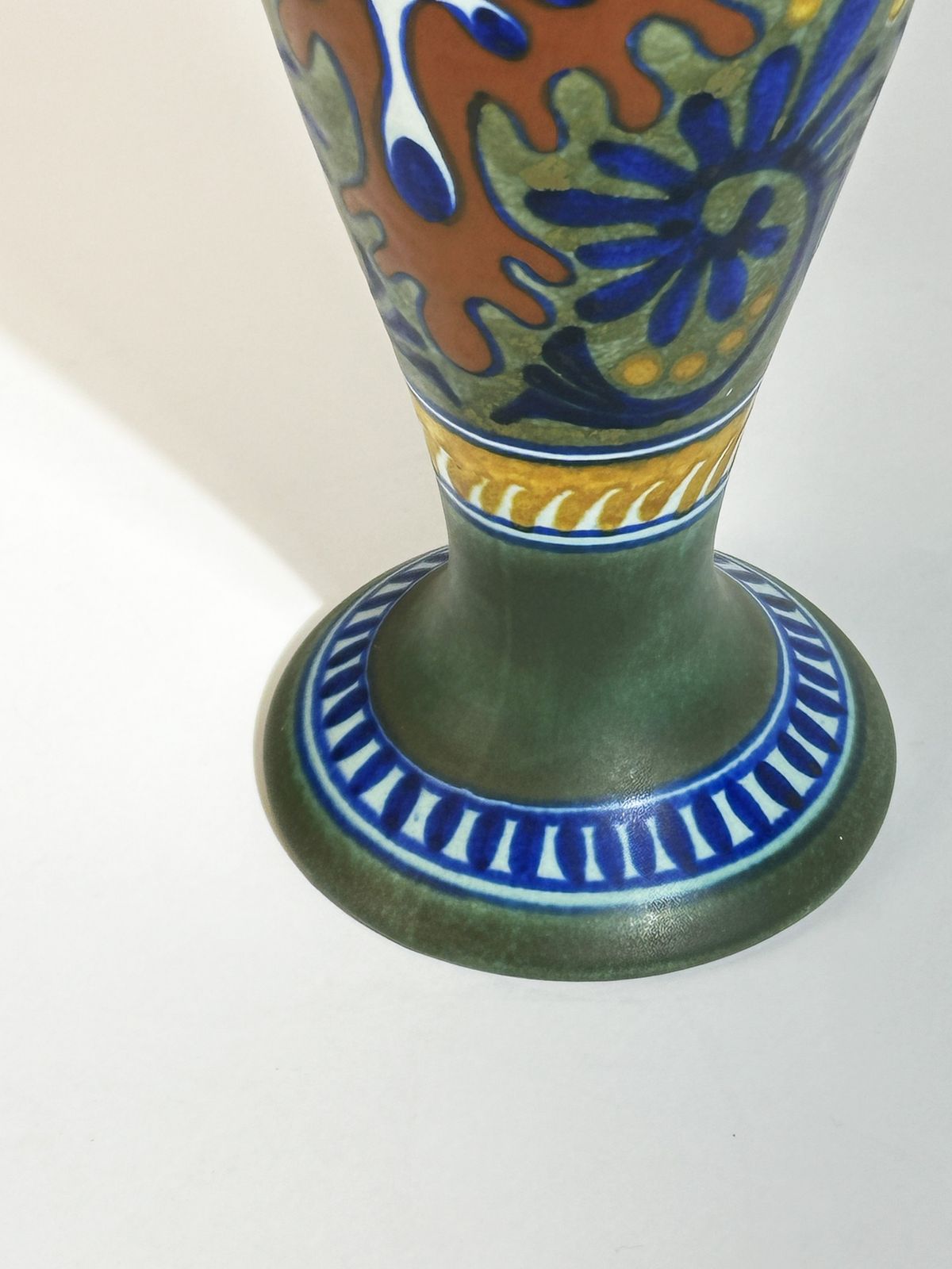Dutch Gouda Vase, Rhodian Pattern, Art Nouveau Style, Holland 1930s photo Home Decor