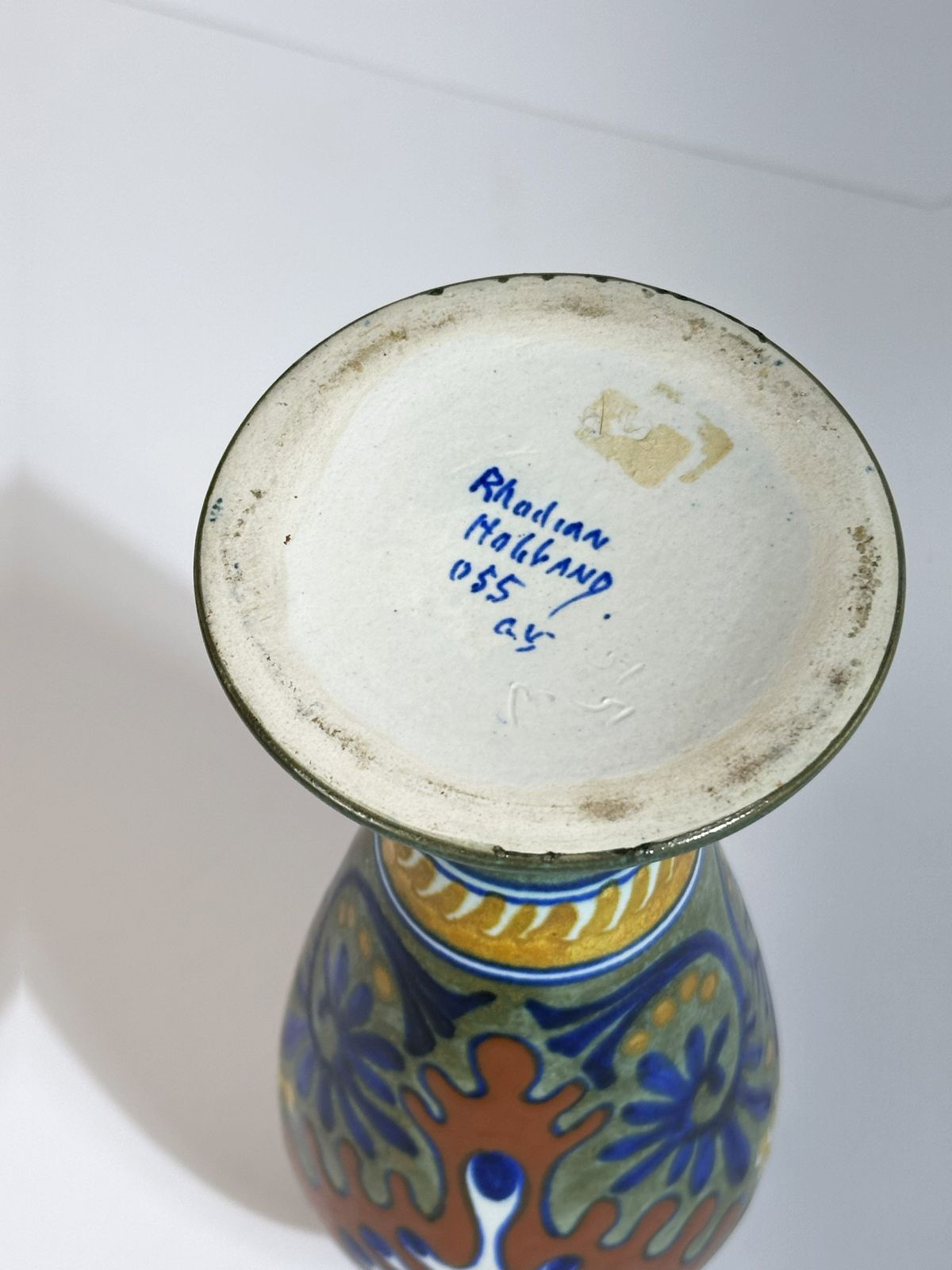 Dutch Gouda Vase, Rhodian Pattern, Art Nouveau Style, Holland 1930s photo vintage