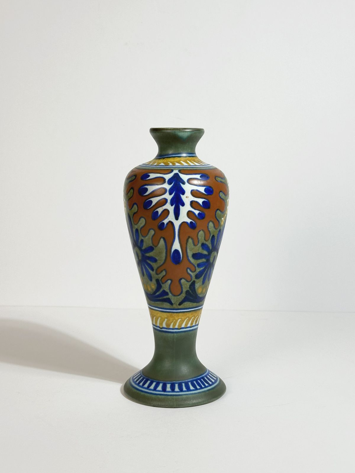 photo for sale Dutch Gouda Vase, Rhodian Pattern, Art Nouveau Style, Holland 1930s
