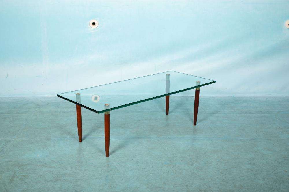 Vintage Coffee Table Glass Teak Brass, Midmod Coffee Table photo vinterior