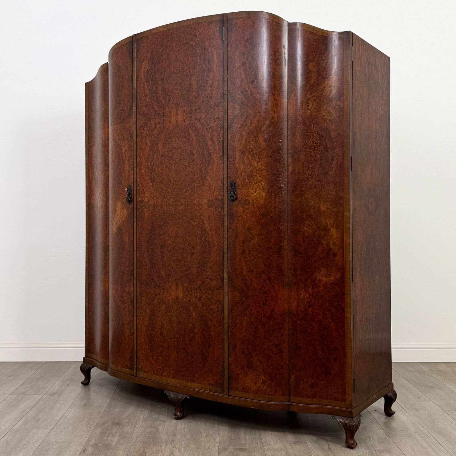 Antique 20th Century Large Edwardian Wardrobe In Burr Walnut ( Af 5611 ) photo for sale