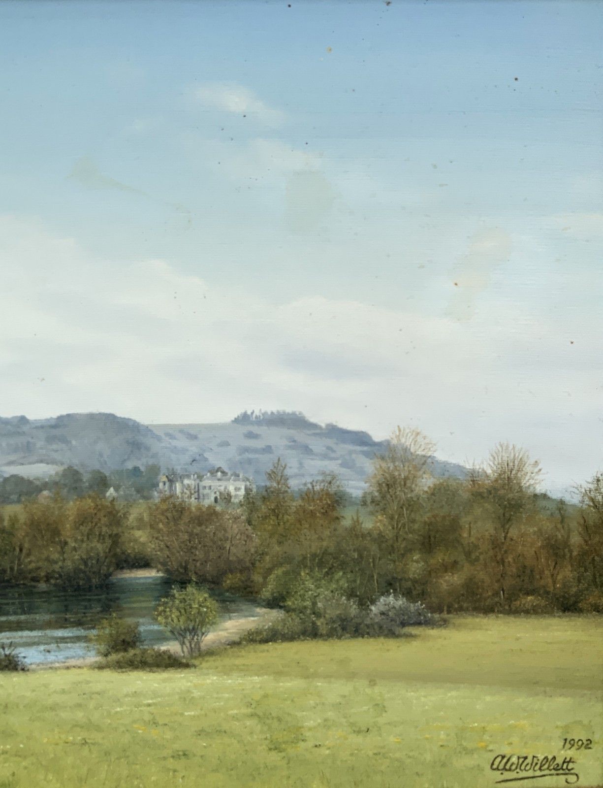 Beautiful English Countryside Landscape Oil Painting Signed Original photo Art