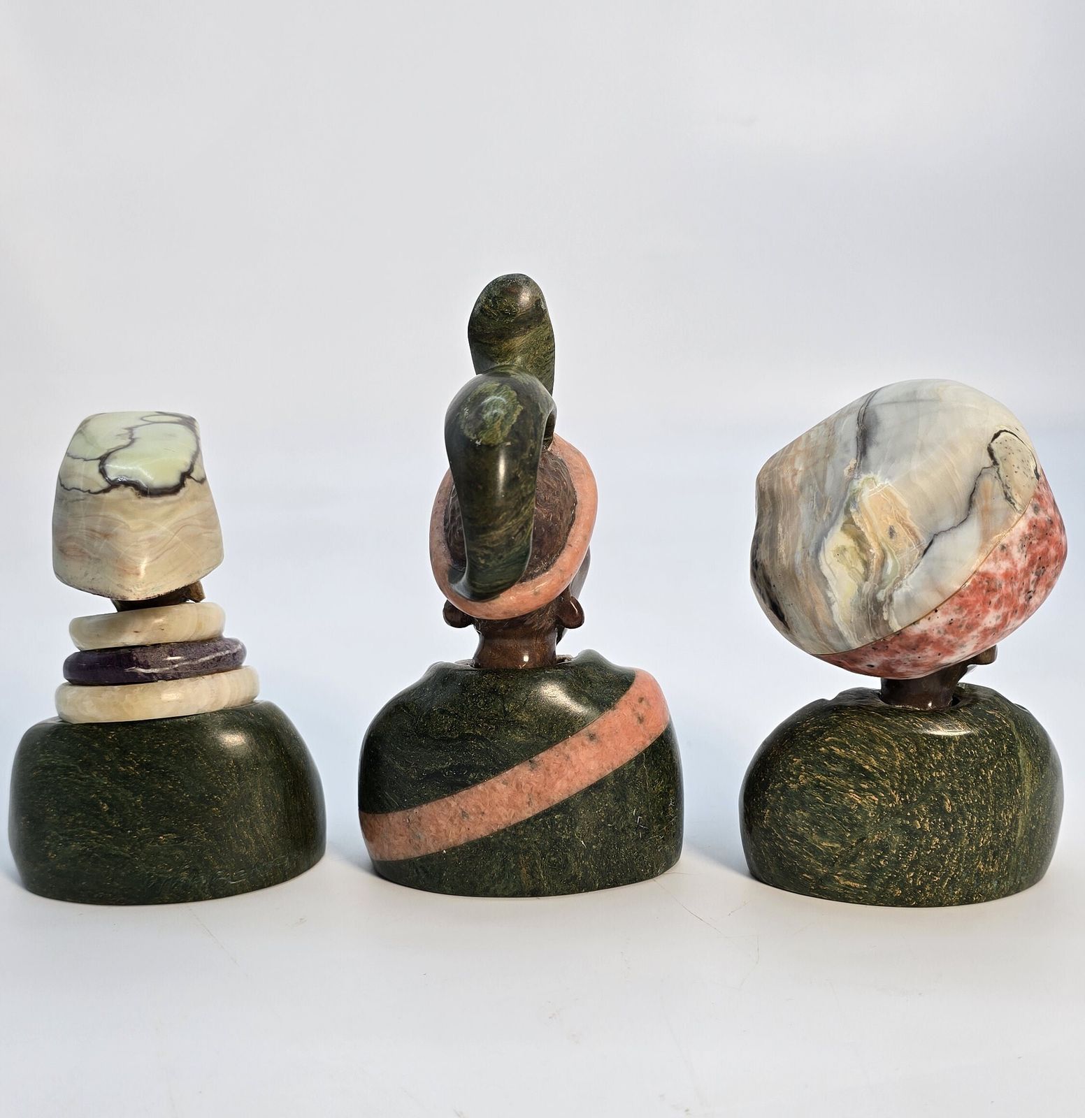 A Set Of Three African Carved Stone Portrait Busts Circa 1930 photo Home Decor