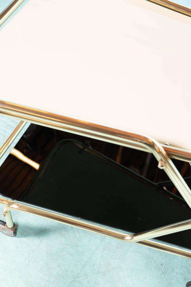 photo vinterior Vintage Brass 60s Serving Trolley, Midcentury Brass Bar Cart