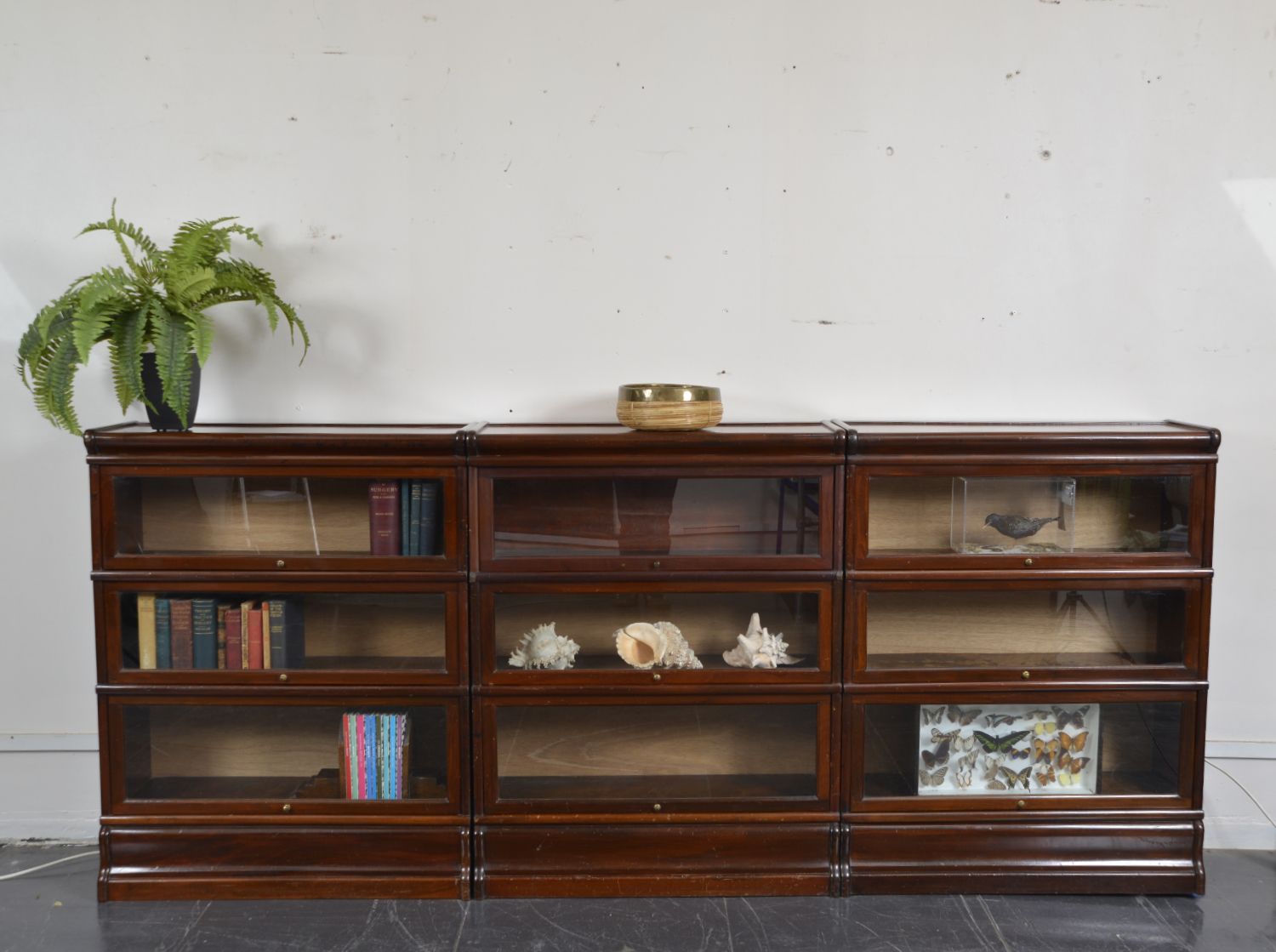 Set Of 9 Antique Mahogany Globe Wernicke Barristers Glazed Stacking Bookcase Cabinet Of Curiosities Uk photo Furniture