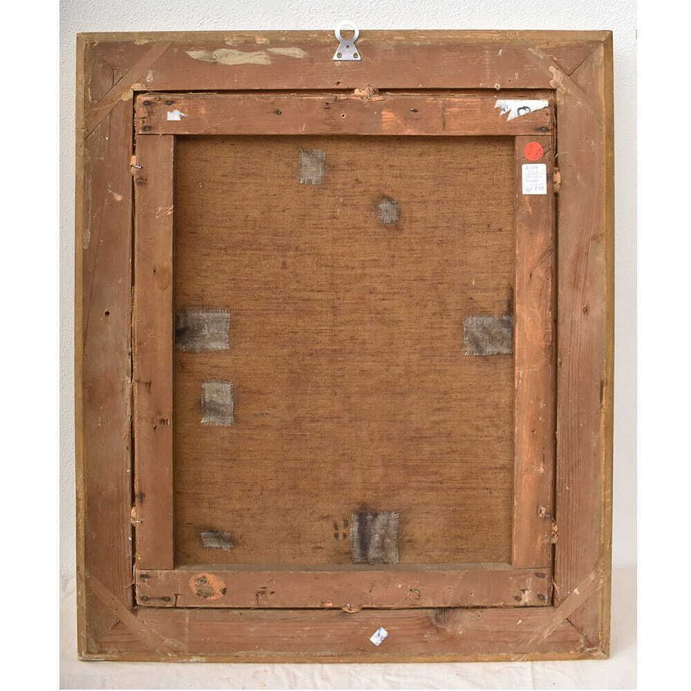 photo furniture Mountain Landscape Painting, Antique Oil, Washerwomen And River, XIX. (Qp739)