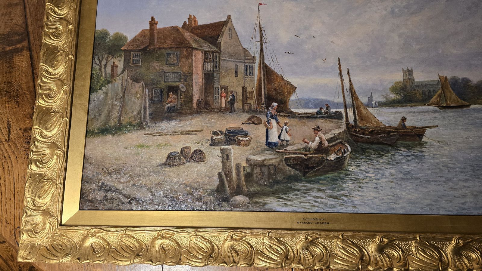 Oil Painting On Canvas Of A View Of Christchurch By Stanley Leader Circa 1900 photo buy