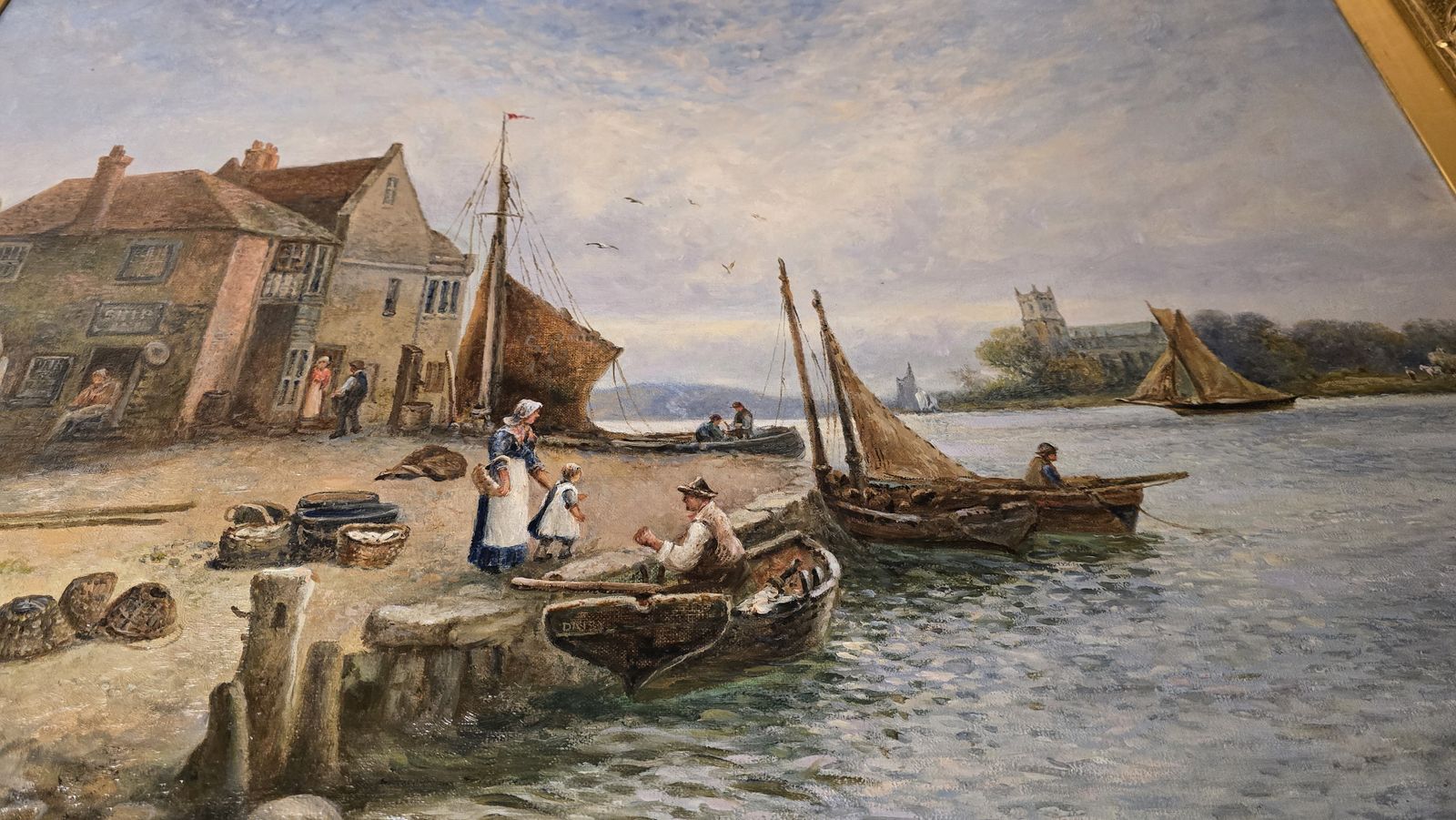 photo vinterior Oil Painting On Canvas Of A View Of Christchurch By Stanley Leader Circa 1900
