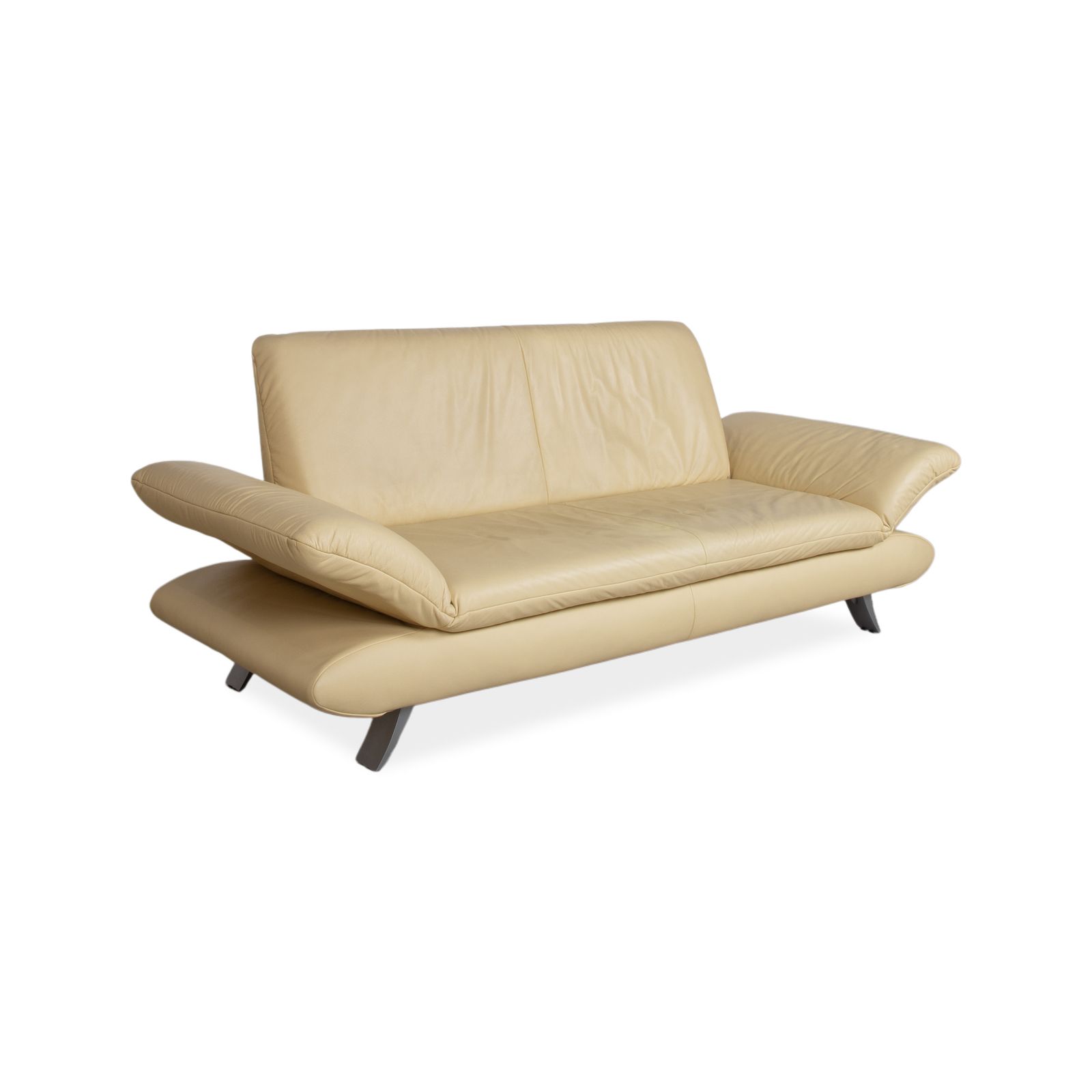 Koinor Rossini Three Seater Leather Sofa, Yellow, Manual Function photo for sale