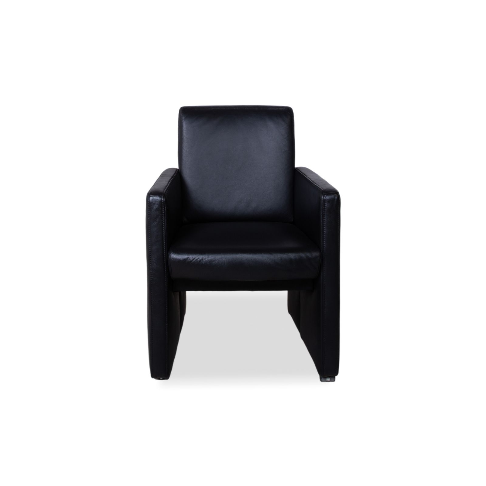 Mobilier Fauteuil Himolla en cuir noir, avec roulettes photo