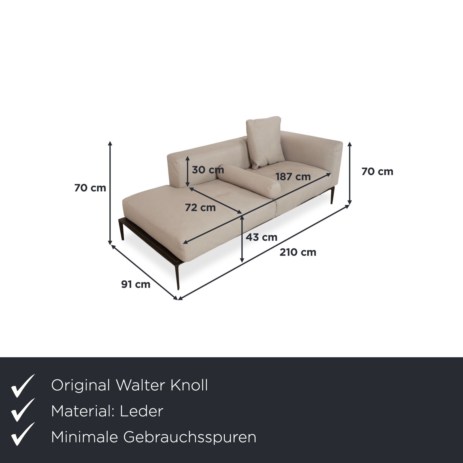 Canapé 2 places Walter Knoll Jaan Living en cuir gris crème photo furniture