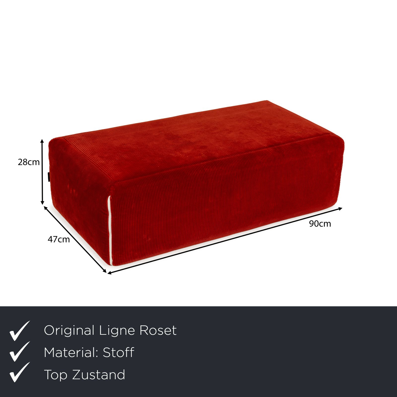 Pouf Ligne Roset Plumy en tissu rouge photo furniture
